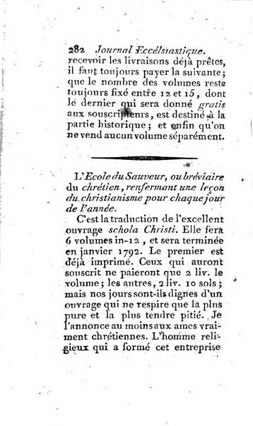 Journal ecclesiastique ou bibliotheque raisonnée des sciences ecclésiastiques