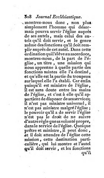 Journal ecclesiastique ou bibliotheque raisonnée des sciences ecclésiastiques