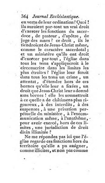 Journal ecclesiastique ou bibliotheque raisonnée des sciences ecclésiastiques