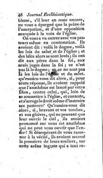 Journal ecclesiastique ou bibliotheque raisonnée des sciences ecclésiastiques