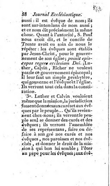 Journal ecclesiastique ou bibliotheque raisonnée des sciences ecclésiastiques