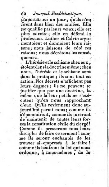 Journal ecclesiastique ou bibliotheque raisonnée des sciences ecclésiastiques