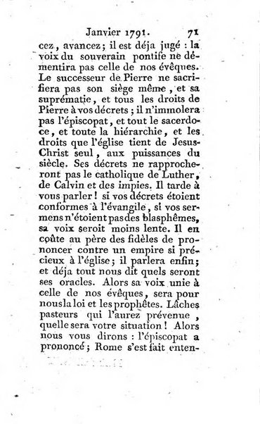 Journal ecclesiastique ou bibliotheque raisonnée des sciences ecclésiastiques