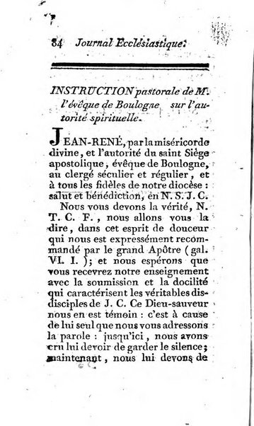 Journal ecclesiastique ou bibliotheque raisonnée des sciences ecclésiastiques