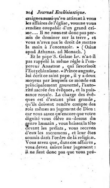 Journal ecclesiastique ou bibliotheque raisonnée des sciences ecclésiastiques