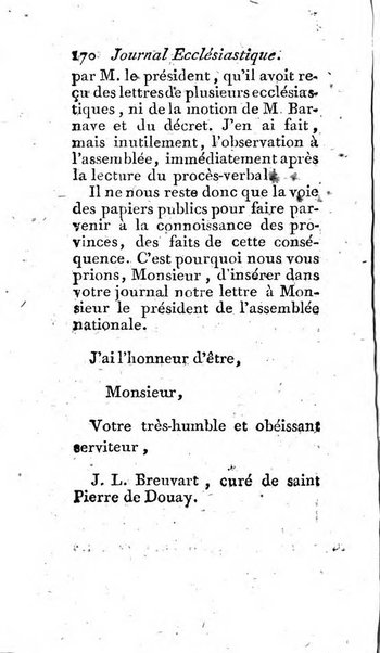 Journal ecclesiastique ou bibliotheque raisonnée des sciences ecclésiastiques