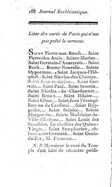 Journal ecclesiastique ou bibliotheque raisonnée des sciences ecclésiastiques