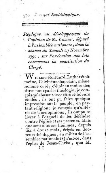 Journal ecclesiastique ou bibliotheque raisonnée des sciences ecclésiastiques