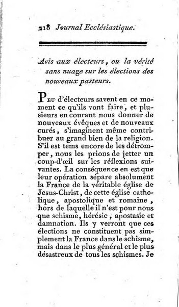 Journal ecclesiastique ou bibliotheque raisonnée des sciences ecclésiastiques