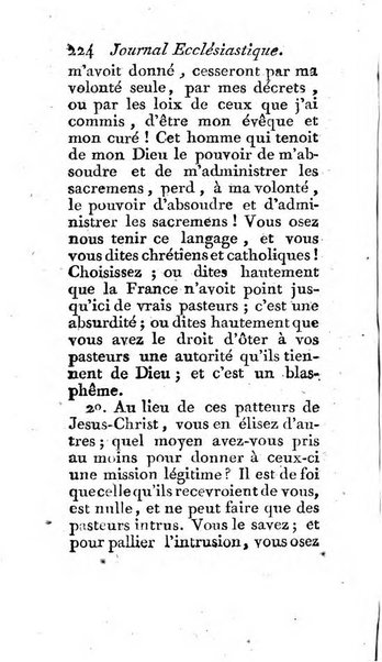 Journal ecclesiastique ou bibliotheque raisonnée des sciences ecclésiastiques