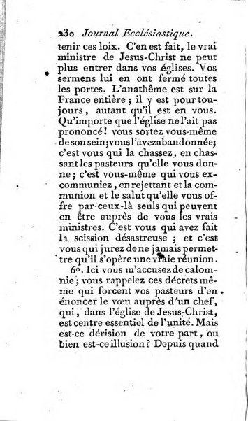 Journal ecclesiastique ou bibliotheque raisonnée des sciences ecclésiastiques