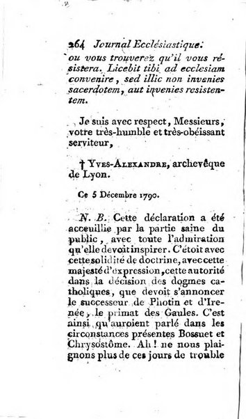 Journal ecclesiastique ou bibliotheque raisonnée des sciences ecclésiastiques