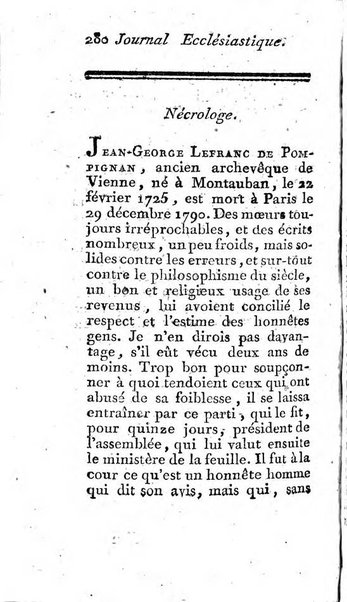 Journal ecclesiastique ou bibliotheque raisonnée des sciences ecclésiastiques