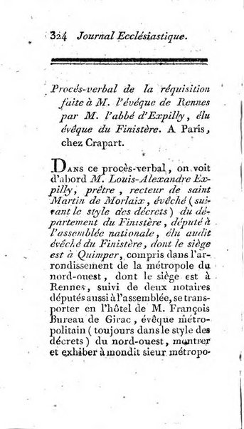 Journal ecclesiastique ou bibliotheque raisonnée des sciences ecclésiastiques