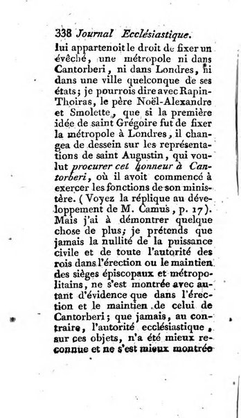 Journal ecclesiastique ou bibliotheque raisonnée des sciences ecclésiastiques