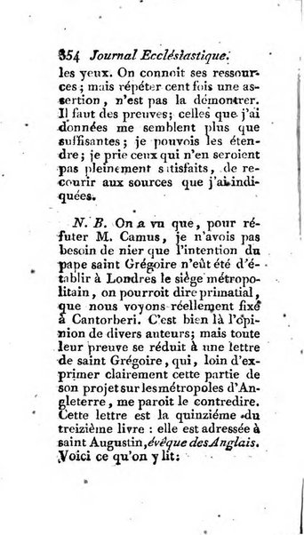 Journal ecclesiastique ou bibliotheque raisonnée des sciences ecclésiastiques