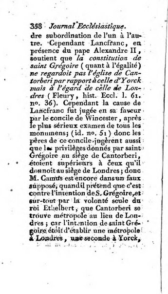 Journal ecclesiastique ou bibliotheque raisonnée des sciences ecclésiastiques