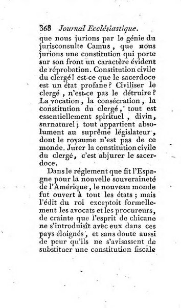 Journal ecclesiastique ou bibliotheque raisonnée des sciences ecclésiastiques