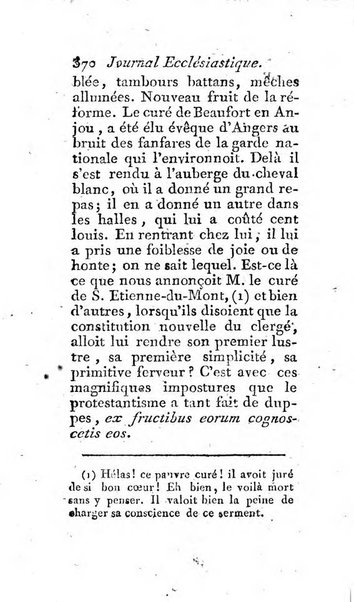 Journal ecclesiastique ou bibliotheque raisonnée des sciences ecclésiastiques