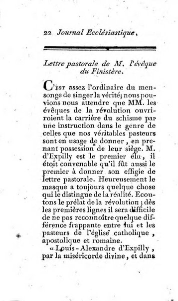 Journal ecclesiastique ou bibliotheque raisonnée des sciences ecclésiastiques