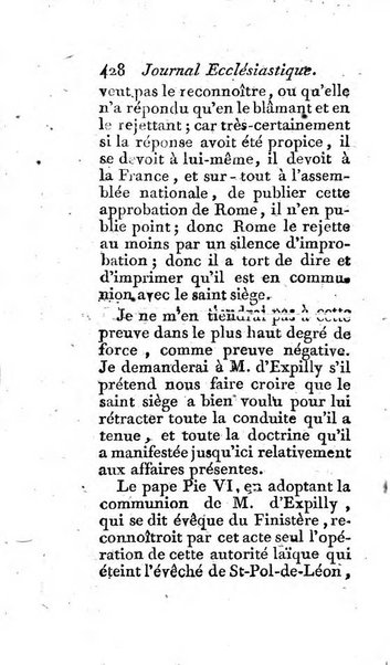 Journal ecclesiastique ou bibliotheque raisonnée des sciences ecclésiastiques