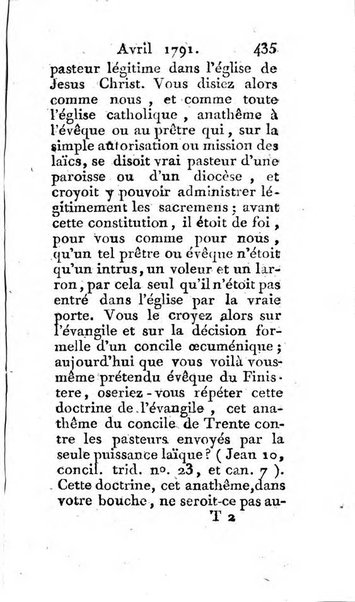 Journal ecclesiastique ou bibliotheque raisonnée des sciences ecclésiastiques