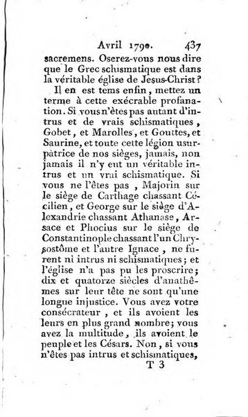 Journal ecclesiastique ou bibliotheque raisonnée des sciences ecclésiastiques