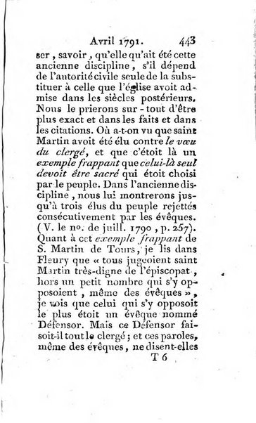 Journal ecclesiastique ou bibliotheque raisonnée des sciences ecclésiastiques