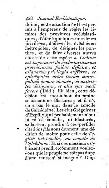 Journal ecclesiastique ou bibliotheque raisonnée des sciences ecclésiastiques