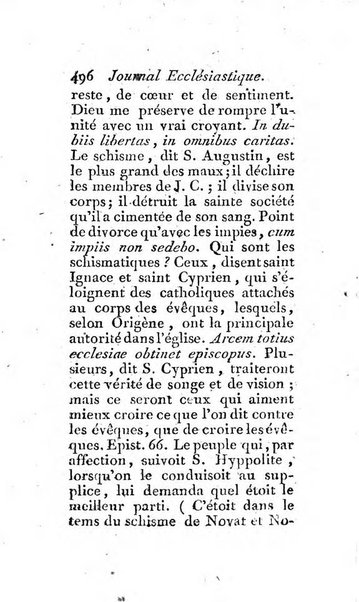 Journal ecclesiastique ou bibliotheque raisonnée des sciences ecclésiastiques