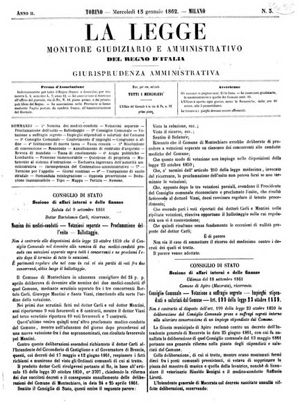 La legge monitore giudiziario e amministrativo del Regno d'Italia