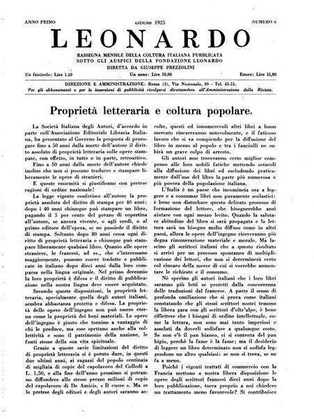 Leonardo rassegna mensile della coltura italiana