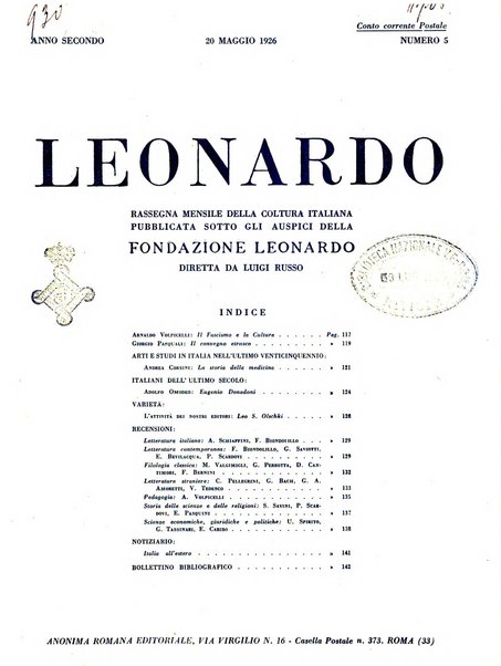 Leonardo rassegna mensile della coltura italiana