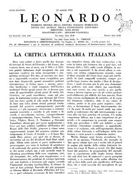 Leonardo rassegna mensile della coltura italiana