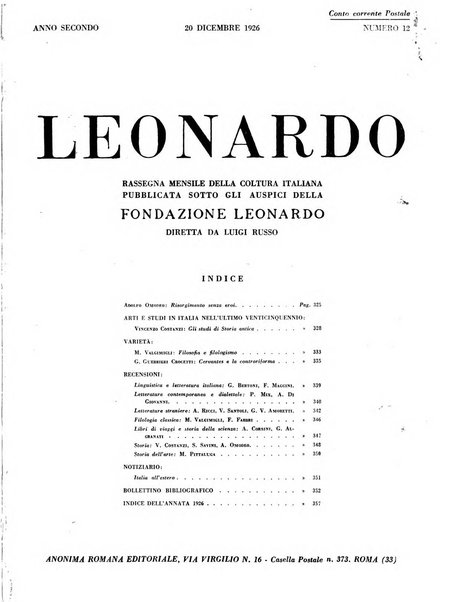 Leonardo rassegna mensile della coltura italiana