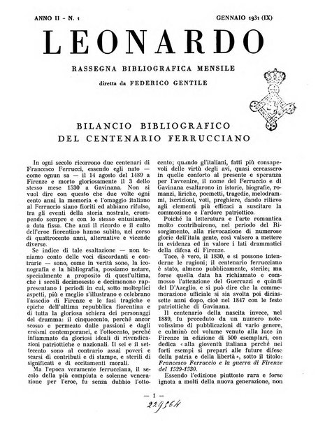 Leonardo rassegna mensile della coltura italiana