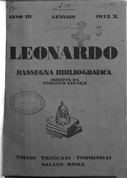 Leonardo rassegna mensile della coltura italiana