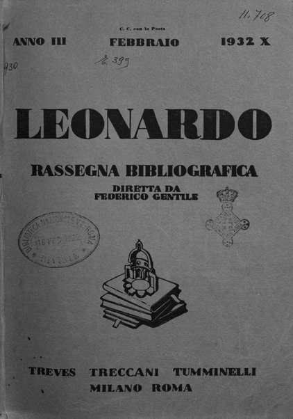 Leonardo rassegna mensile della coltura italiana