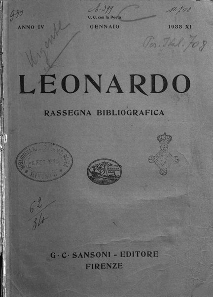 Leonardo rassegna mensile della coltura italiana