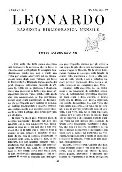 Leonardo rassegna mensile della coltura italiana