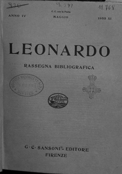 Leonardo rassegna mensile della coltura italiana