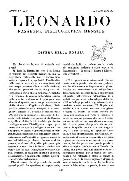 Leonardo rassegna mensile della coltura italiana