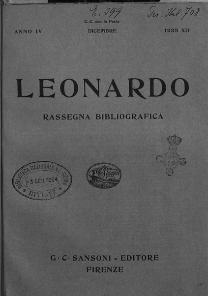 Leonardo rassegna mensile della coltura italiana