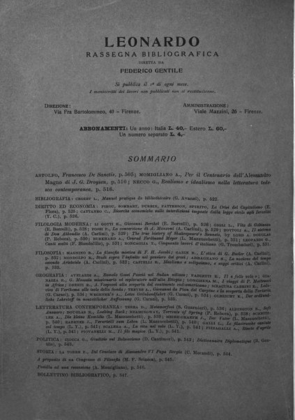 Leonardo rassegna mensile della coltura italiana