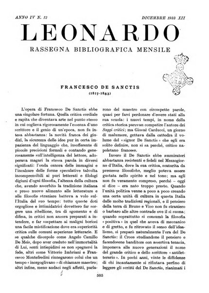 Leonardo rassegna mensile della coltura italiana