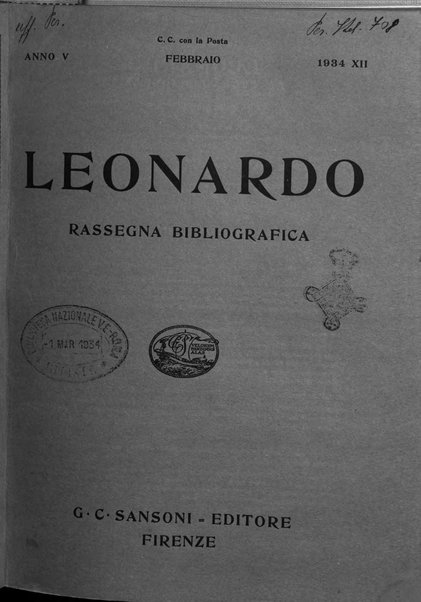 Leonardo rassegna mensile della coltura italiana