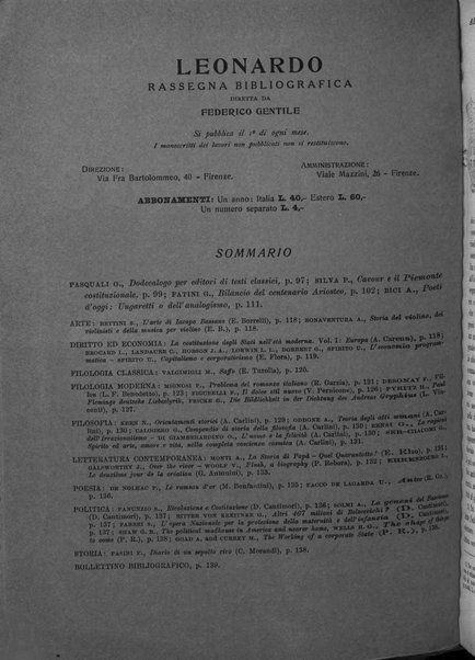 Leonardo rassegna mensile della coltura italiana