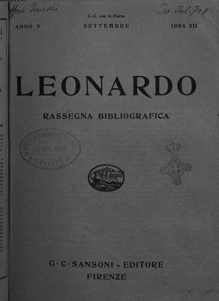 Leonardo rassegna mensile della coltura italiana