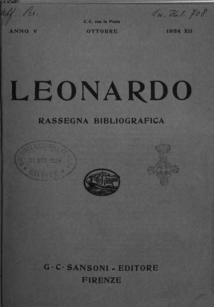 Leonardo rassegna mensile della coltura italiana