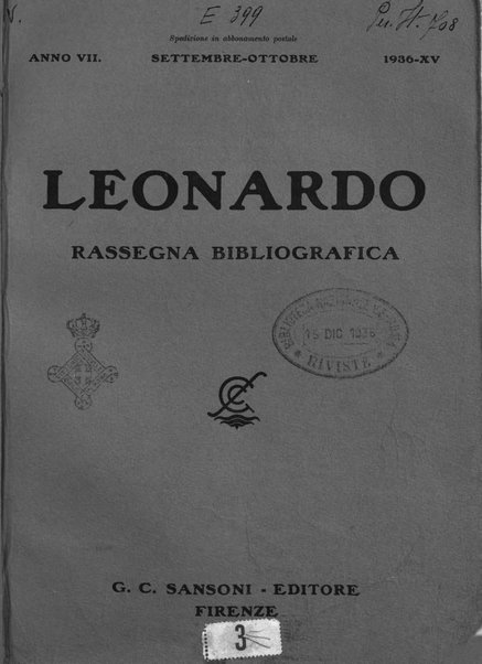 Leonardo rassegna mensile della coltura italiana